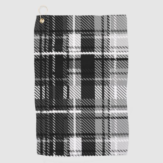 Serviette De Golf Grund Black Blanc Flannel Plaid Tartan Design (Devant)