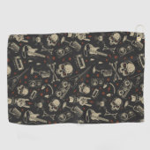 Serviette De Golf Grunge musique crâne croisé motif (Horizontal)