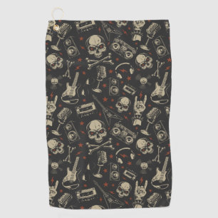 Serviette De Golf Grunge musique crâne croisé motif