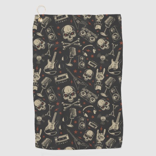 Serviette De Golf Grunge musique crâne croisé motif (Devant)