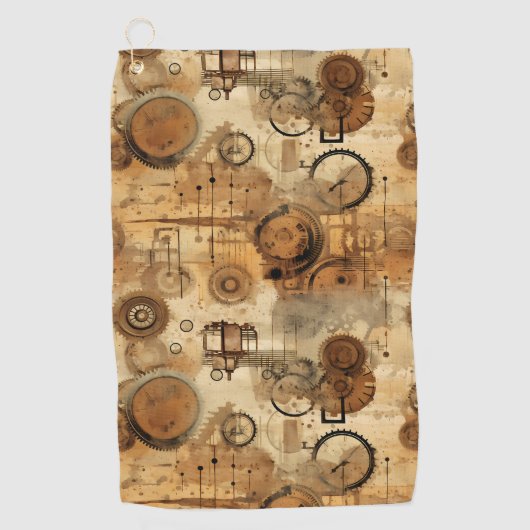 Serviette De Golf Grunge Rustic Steampunk Horloge (1) (Devant)