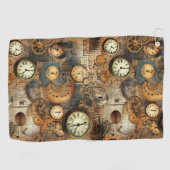Serviette De Golf Grunge Rustic Steampunk Horloge (10) (Horizontal)
