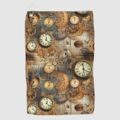 Serviette De Golf Grunge Rustic Steampunk Horloge (10) (Devant)