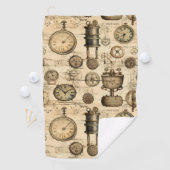 Serviette De Golf Grunge Rustic Steampunk Horloge (14) (En situation)