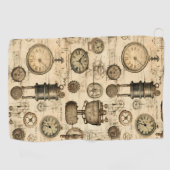 Serviette De Golf Grunge Rustic Steampunk Horloge (14) (Horizontal)