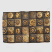 Serviette De Golf Grunge Rustic Steampunk Horloge (15) (Horizontal)