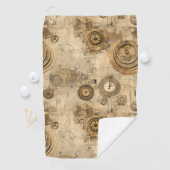 Serviette De Golf Grunge Rustic Steampunk Horloge (2) (En situation)