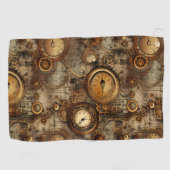 Serviette De Golf Grunge Rustic Steampunk Horloge (3) (Horizontal)