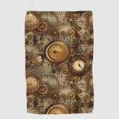 Serviette De Golf Grunge Rustic Steampunk Horloge (3) (Devant)