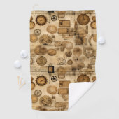 Serviette De Golf Grunge Rustic Steampunk Horloge (4) (En situation)