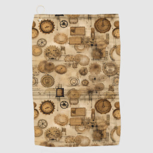 Serviette De Golf Grunge Rustic Steampunk Horloge (4)