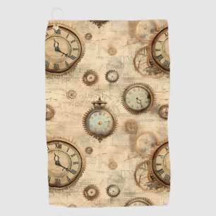 Serviette De Golf Grunge Rustic Steampunk Horloge (6)