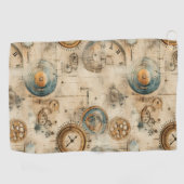 Serviette De Golf Grunge Rustic Steampunk Horloge (7) (Horizontal)
