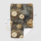 Serviette De Golf Grunge Rustic Steampunk Horloge (8) (En situation)