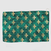 Serviette De Golf Grunge Vert Velours Fleur De Lis Mardi Gras (Horizontal)