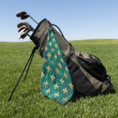 Serviette De Golf Grunge Vert Velours Fleur De Lis Mardi Gras (Vert)