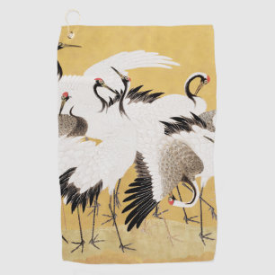 Serviette De Golf Grupe de grues japonais Vintage Oiseau Riche Class