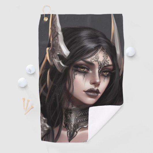 Serviette De Golf Guerrier de goth fille cool (En situation)