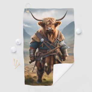 Serviette De Golf Guerrier Écossais Féroce : La Vache Viking Courage