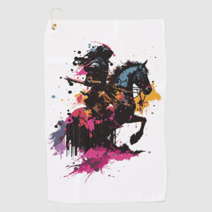 Serviette De Golf Guerrier équitation cheval en aquarelle