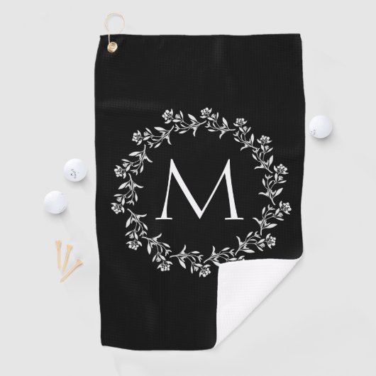 Serviette De Golf Guirlande florale de monogramme (En situation)