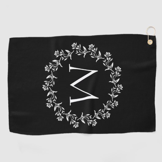 Serviette De Golf Guirlande florale de monogramme (Horizontal)