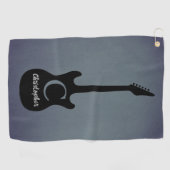 Serviette De Golf Guitare électrique gris bleu monogramme (Horizontal)