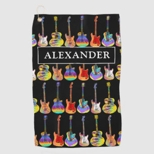 Serviette De Golf Guitares Motif Coloré ajouter Nom