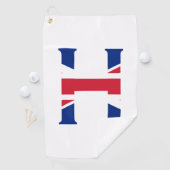 Serviette De Golf H Monogramme superposé sur le drapeau Union Jack g (En situation)