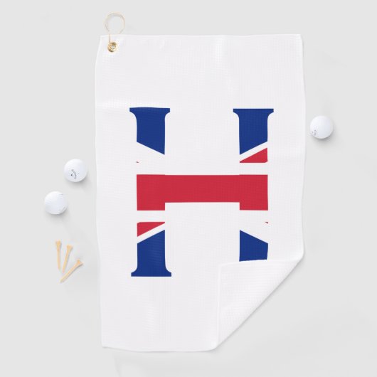 Serviette De Golf H Monogramme superposé sur le drapeau Union Jack g (En situation)