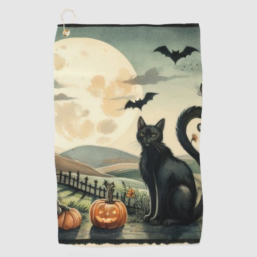 Serviette De Golf Halloween/Automne/Automne/citrouille/chat (Devant)
