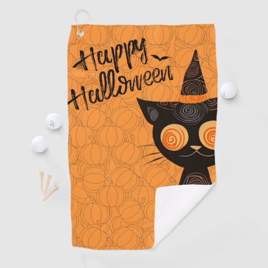 Serviette De Golf Halloween/chat/citrouille/automne (En situation)