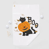 Serviette De Golf Halloween chat noir Boo (En situation)