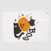 Serviette De Golf Halloween chat noir Boo (Horizontal)