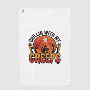 Serviette De Golf Halloween Chillin avec mes Creeps Vintage T-Shirt