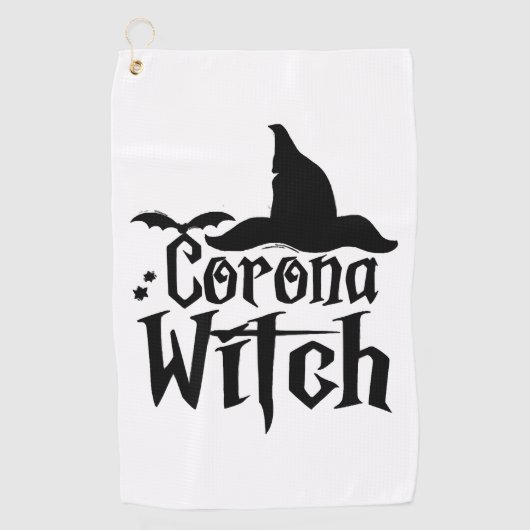 Serviette De Golf Halloween Corona Witch, Halloween drôle, (Devant)