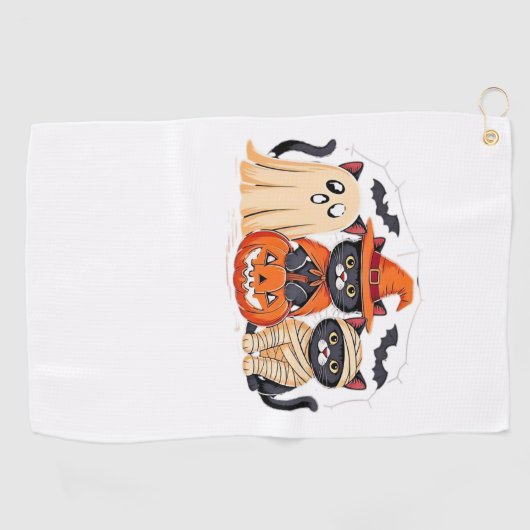Serviette De Golf Halloween Cute Ghost Citrouille Chat Classic T-Shi (Horizontal)