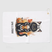 Serviette De Golf Halloween éffrayant Cute Cat (Horizontal)