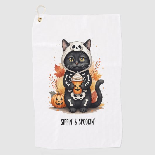 Serviette De Golf Halloween éffrayant Cute Cat (Devant)
