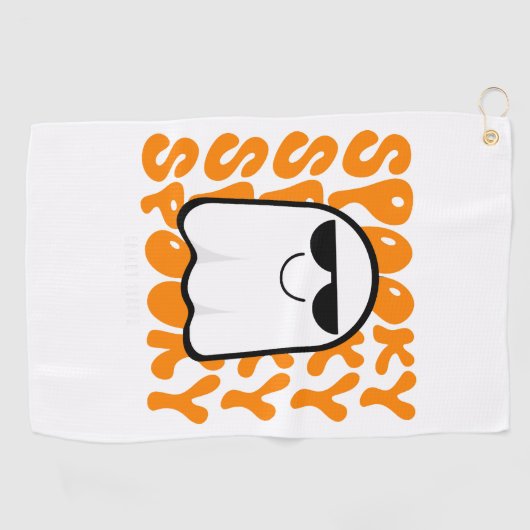 Serviette De Golf Halloween Éffrayant orange noir (Horizontal)