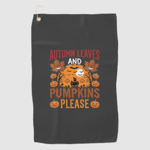 Serviette De Golf Halloween Feuilles d'Automne et Citrouilles Vecteu