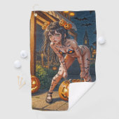 Serviette De Golf Halloween Monster Jack-o-Lantern & Bat Vixen Girl (En situation)