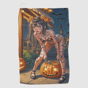 Serviette De Golf Halloween Monster Jack-o-Lantern & Bat Vixen Girl