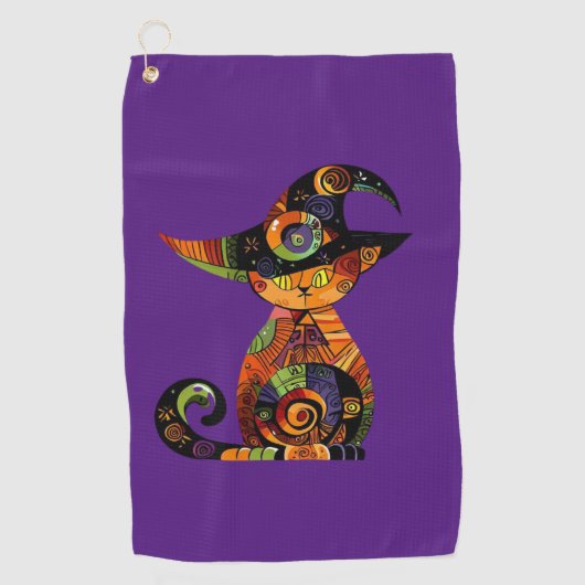 Serviette De Golf Halloween/mystique/chat/chute (Devant)