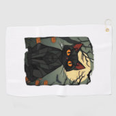 Serviette De Golf Halloween mystique Chat Noir Art - Feline Éffrayan (Horizontal)