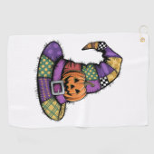 Serviette De Golf Halloween Patchwork Witch Casquette Éffrayant (Horizontal)