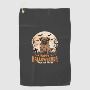 Serviette De Golf Halloween Pug Friandise ou Farce Lune