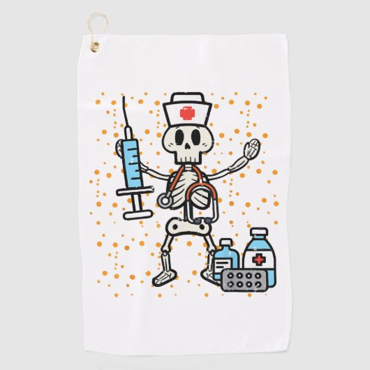 Serviette De Golf Halloween Soins infirmiers orthopédiques Squelette (Devant)
