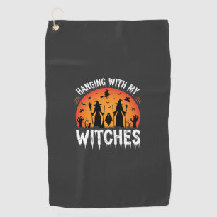 Serviette De Golf Halloween Suspendu Avec Mes Sorcières Lune Vintage