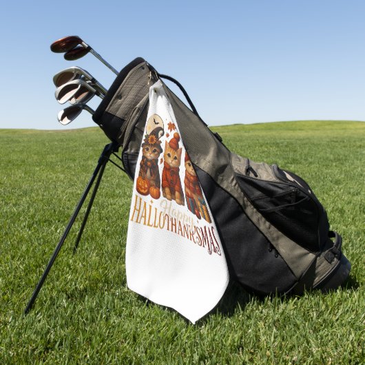 Serviette De Golf Halloween Thanksgiving Noël Happy HalloThanks (Vert)